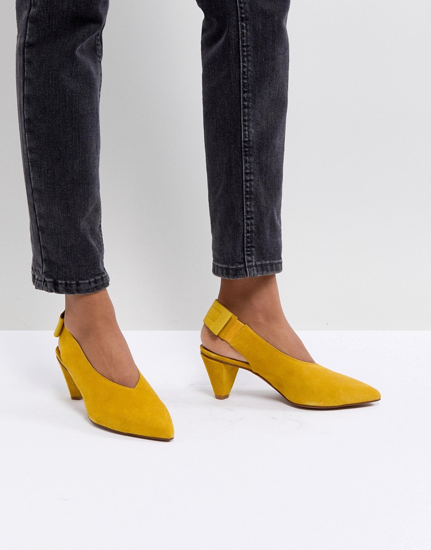 Hudson London Dorothea Yellow Suede Sling Back Shoes