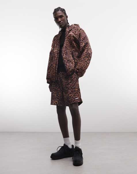 HUF 89 easy leopard print shorts in multi (part of a set) - view 1