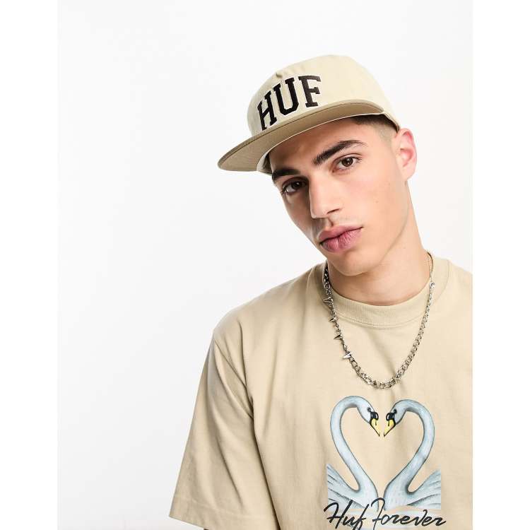 【メンズ】HUF Arch Logo Mens Snapback キャップ HUF arch logo snapback cap in beige and brown | ASOS