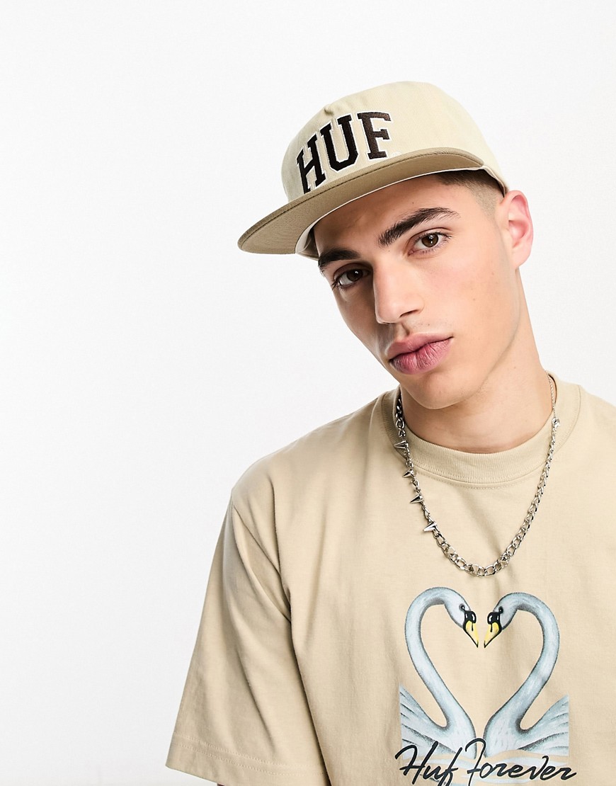 HUF arch logo snapback in beige and brown