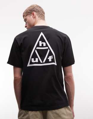 Basic-T-Shirt in Schwarz mit Logo und Rückenprint Schwarz L