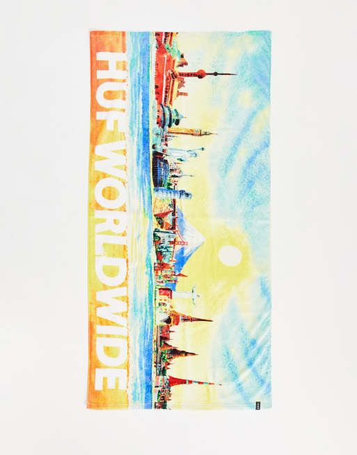 HUF beach towel in multi with city monument print
