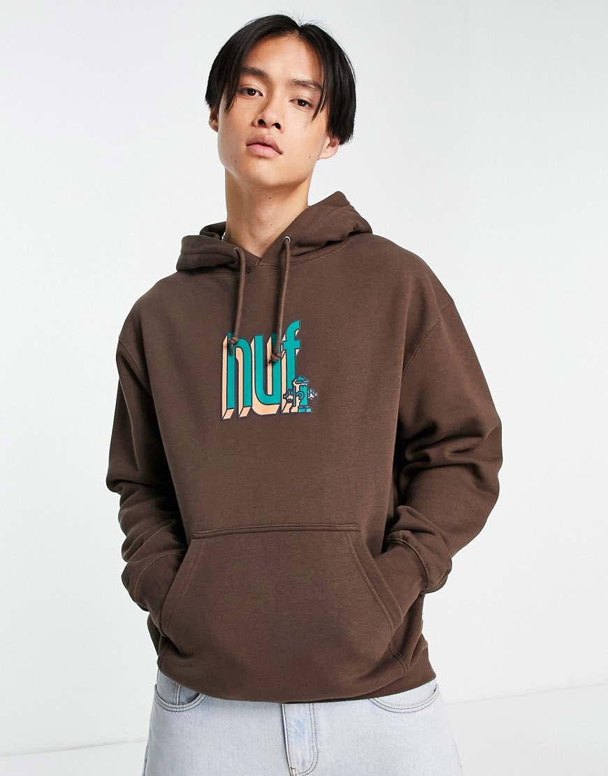HUF bookend hoodie in brown