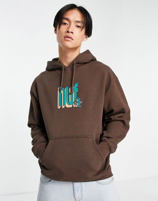 HUF bookend hoody in brown