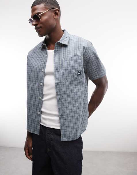 HUF - Camicia verde a quadri micro con logo a stella - view 1