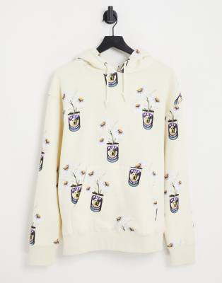 HUF HUF canned pullover hoodie in off white