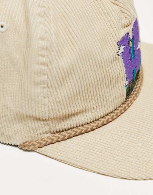 HUF - Casquette en velours côtelé avec bride arrière et motif H - Blanc cassé, 4 de 4