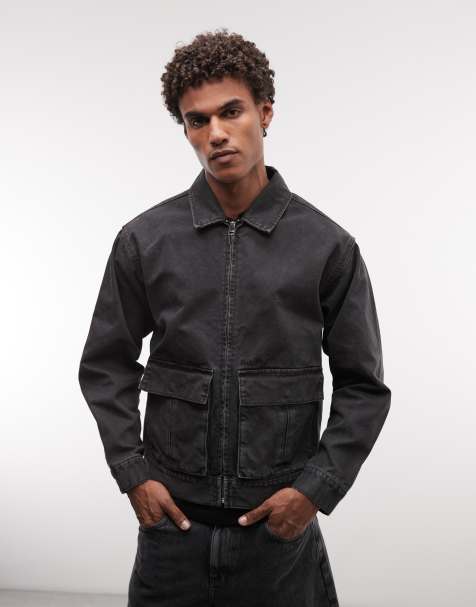 HUF - Chaqueta negro lavado de estilo worker con cremallera Pacific - view 1
