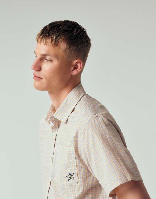 HUF - Chemise à petits carreaux et logo étoile - Beige, 4 de 12
