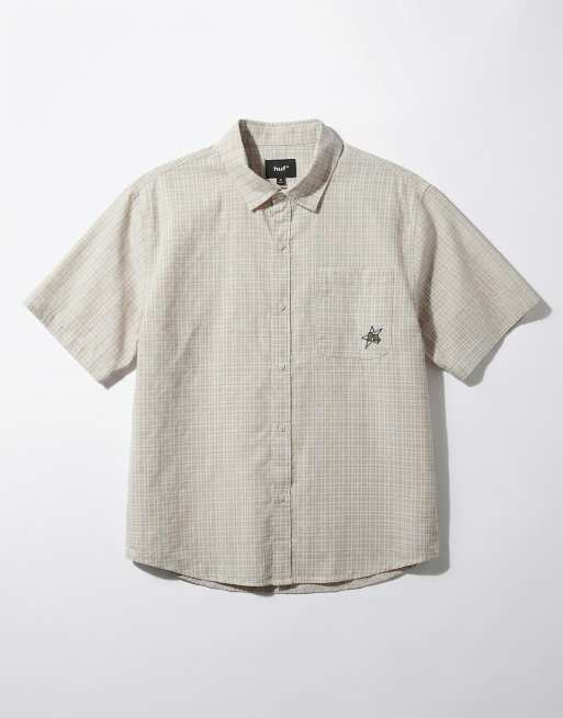 HUF - Chemise à petits carreaux et logo étoile - Beige, 6 de 12