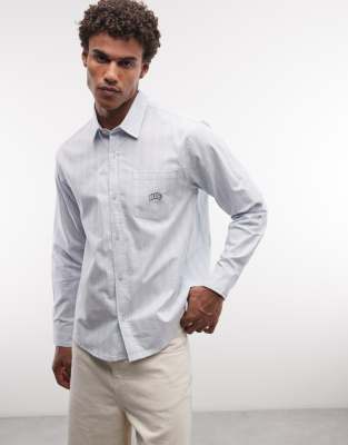 HUF classic arch long sleeve oxford shirt in blue stripe mid blue 33590₽