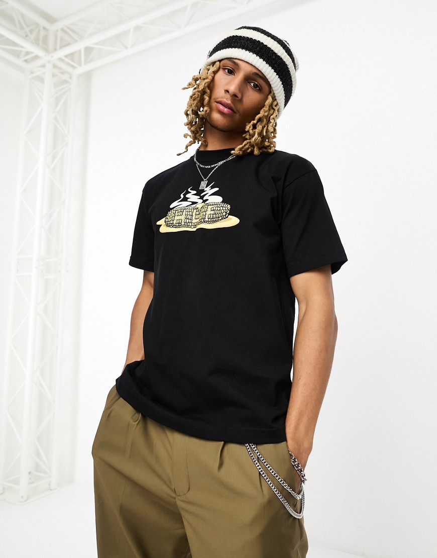 cob short sleeve T-shirt in black with chest placement print