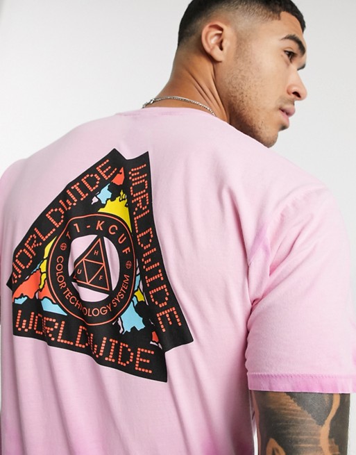 HUF Colour Tech Triple Triangle t-shirt in pink
