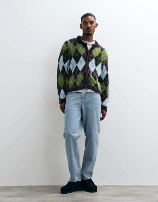 HUF cooper argyle knit jumper in dark brown/multi, 2 of 5