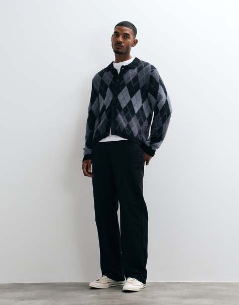 HUF Cooper Argyle-Strickpullover in Schwarz - view 1