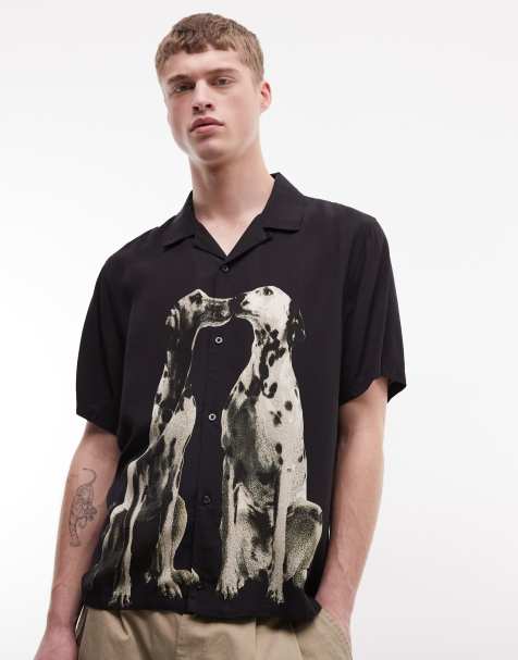 HUF dalmation print resort shirt in black