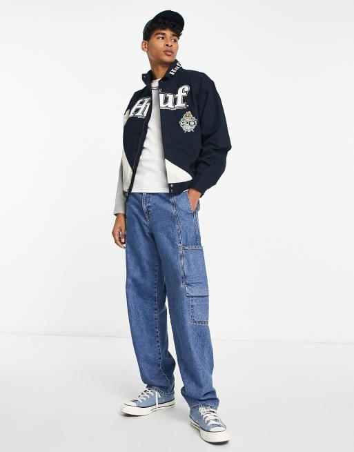 【HUF】DAYTONA JACKET ネイビー Mサイズ HUF Daytona motorsport jacket in navy and gray | ASOS