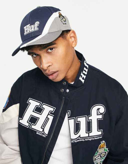 HUF daytona six panel snapback in navy and gray