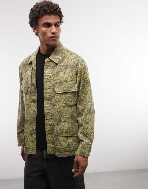 HUF delta BDU workwear style camo print jacket in green, 2 of 5