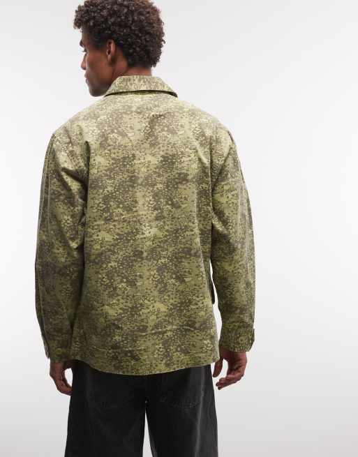 HUF delta BDU workwear style camo print jacket in green, 3 of 5