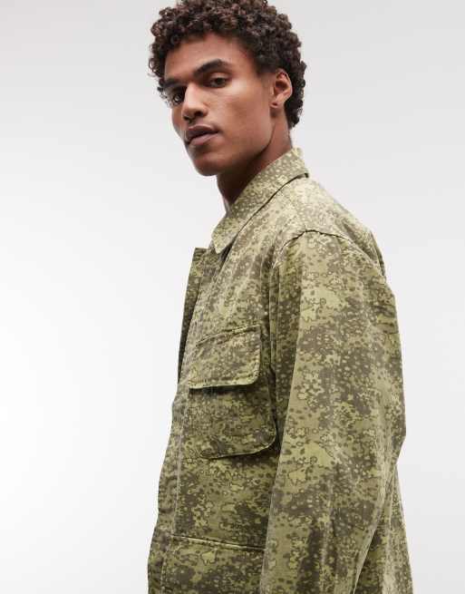 HUF delta BDU workwear style camo print jacket in green, 4 of 5