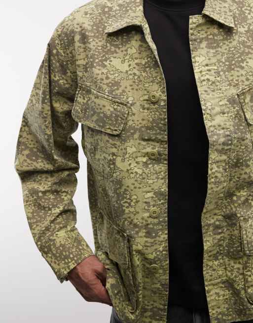 HUF delta BDU workwear style camo print jacket in green, 5 of 5