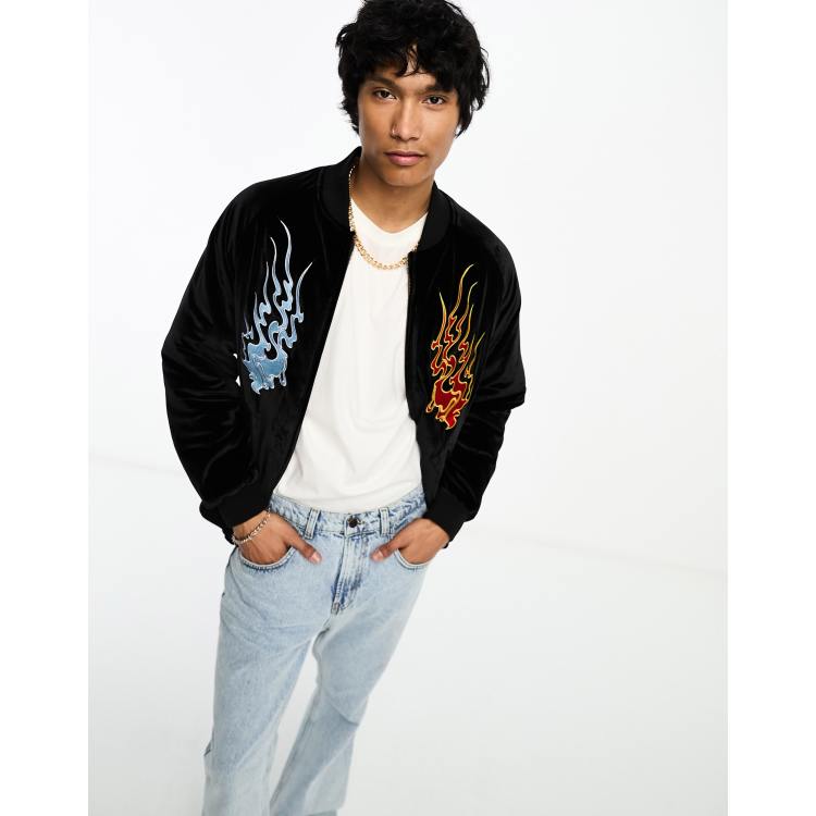 HUF Destructive Skajyan reversible souvenir jacket in black velour