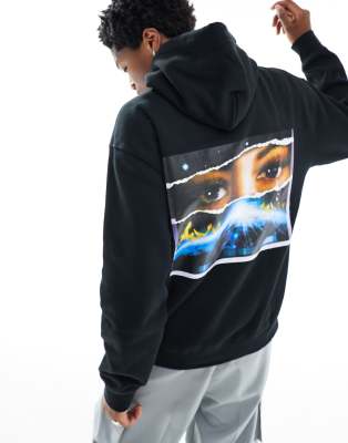 HUF Digital Domain pullover hoodie in black with chest and back print - ASOS Price Checker
