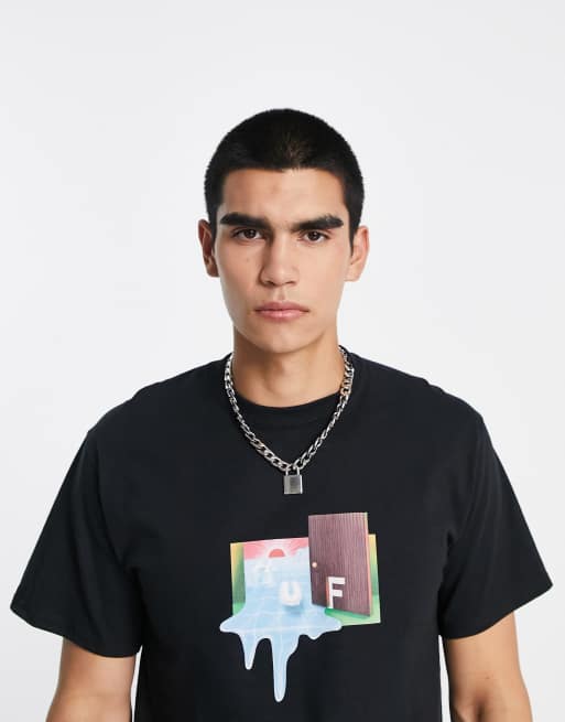 HUF door of perception short sleeve t-shirt in black with chest print