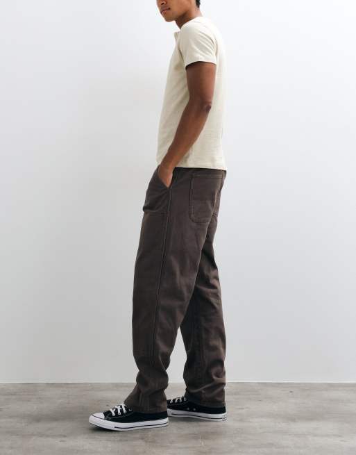 HUF double knee loose pants in bark, 4 of 5