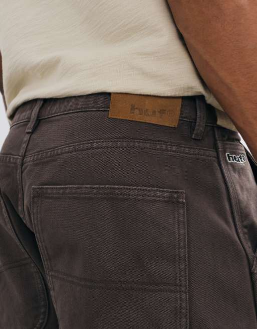 HUF double knee loose trousers in bark, 5 of 5