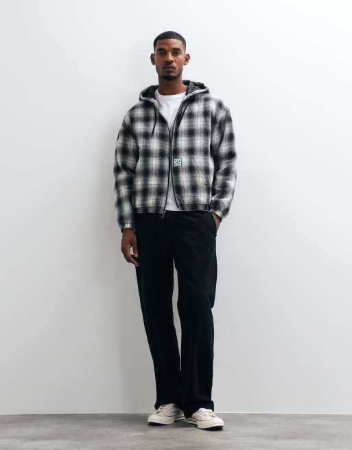 HUF Durango hooded work jacket in black check, 2 of 5
