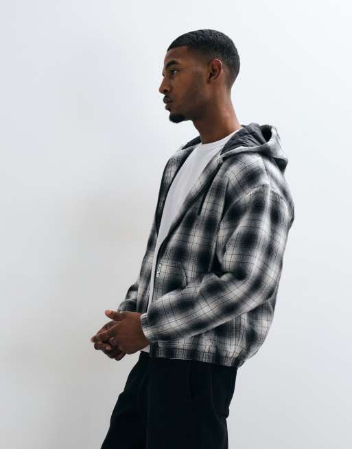 HUF Durango hooded work jacket in black check, 4 of 5