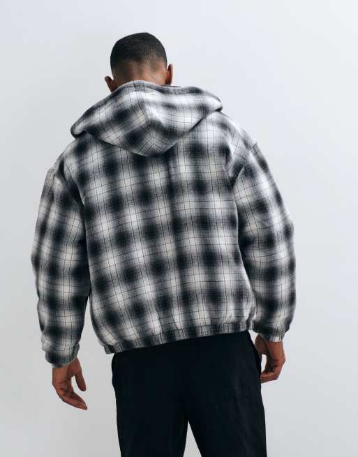 HUF Durango hooded work jacket in black check, 5 of 5