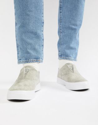 HUF Dylan slip on trainers in grey suede | ASOS