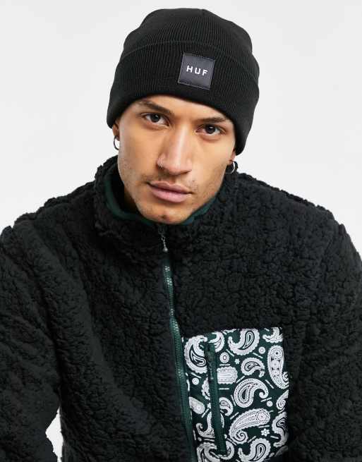 HUF - Essentials - Berretto con riquadro con logo, colore nero