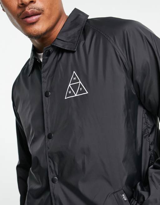 HUF essentials coach jacket in black | ASOS