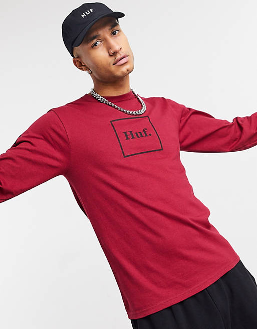 HUF - Essentials Domestic - Langærmet T-shirt i rød