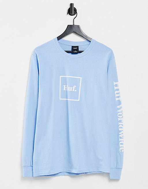 HUF essentials domestic long sleeve t-shirt in blue