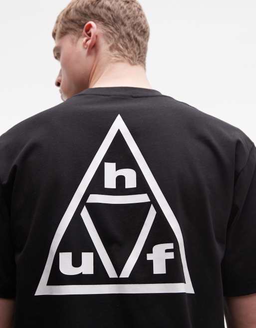 HUF essentials logo t-shirt with back print in black, 3 of 5