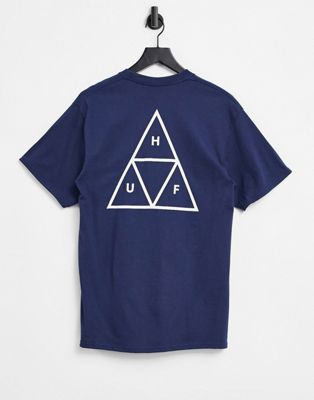 Homme HUF - Essentials - T-shirt à imprimé trois triangles - Bleu marine