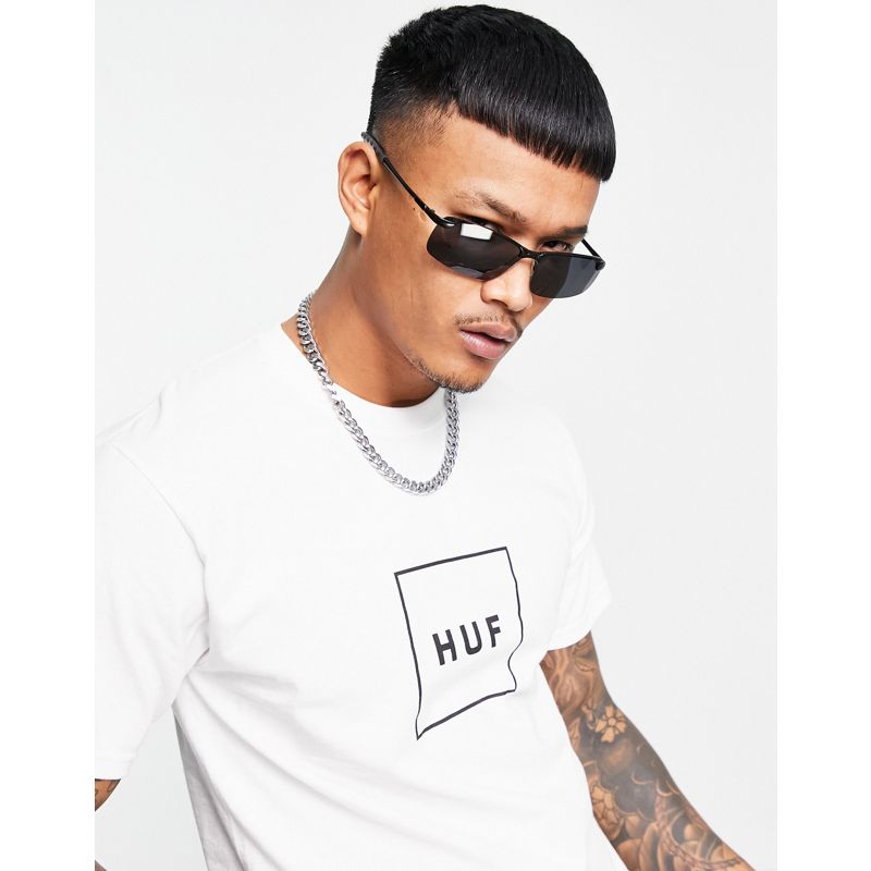 Uomo T-shirt e Canotte HUF - Essentials - T-shirt bianca con riquadro e logo