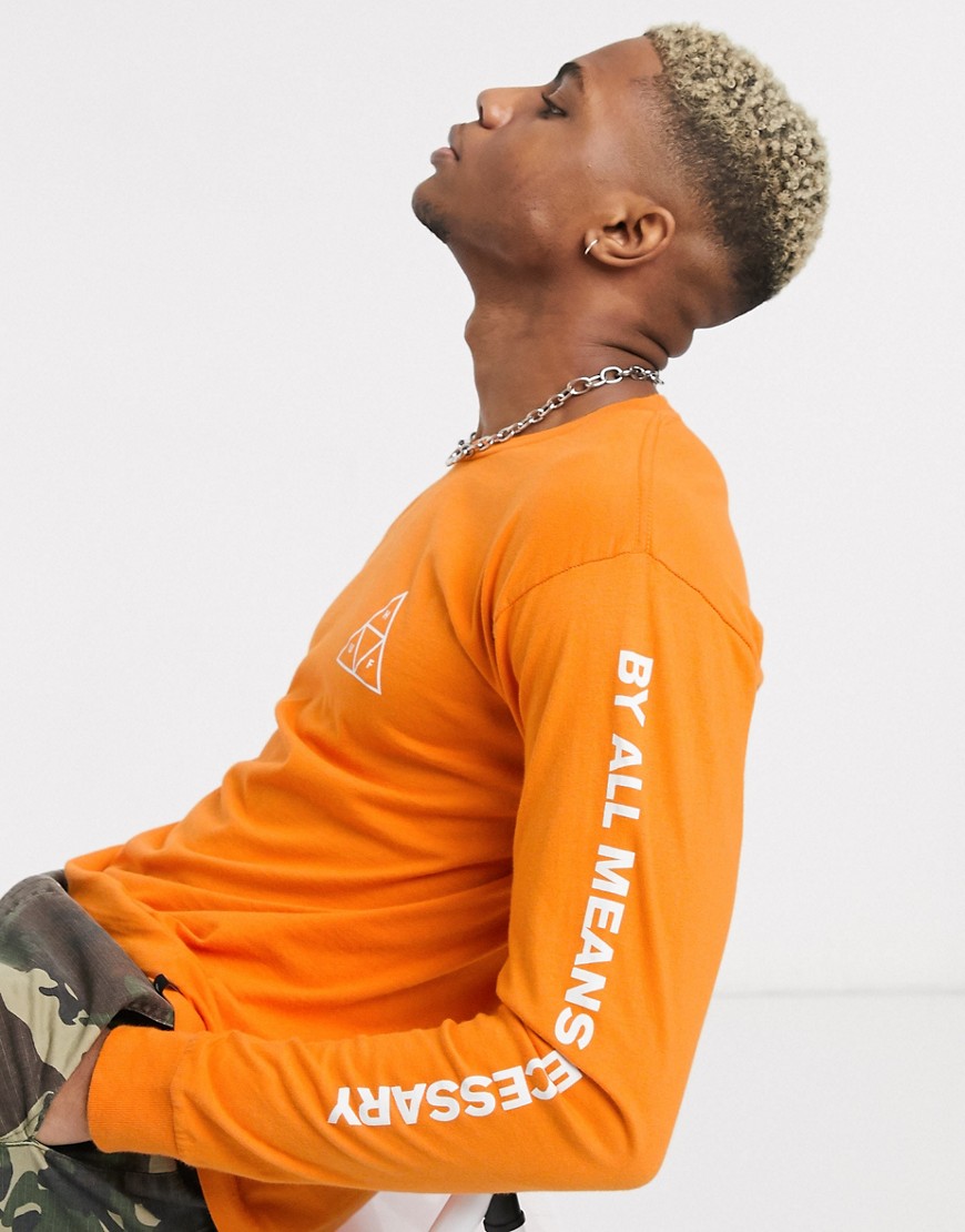 HUF - Essentials - T-shirt met lange mouwen en driehoekenprint in oranje