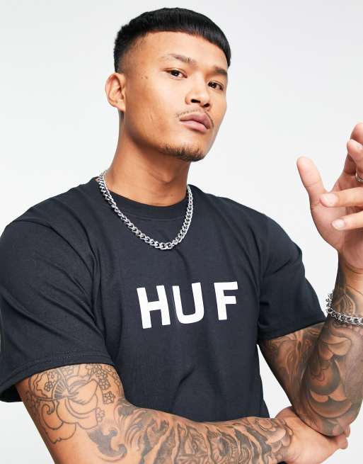 HUF - Essentials - T-shirt met origineel logo in zwart