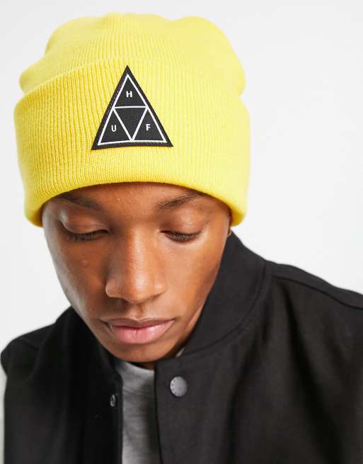HUF - Essentials - Triple Triangle - Beanie met boord in geel