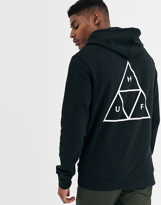 HUF Essentials Triple Triangle hoodie in black