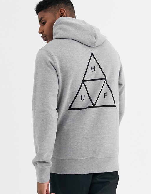 HUF Essentials Triple Triangle hoodie in grey