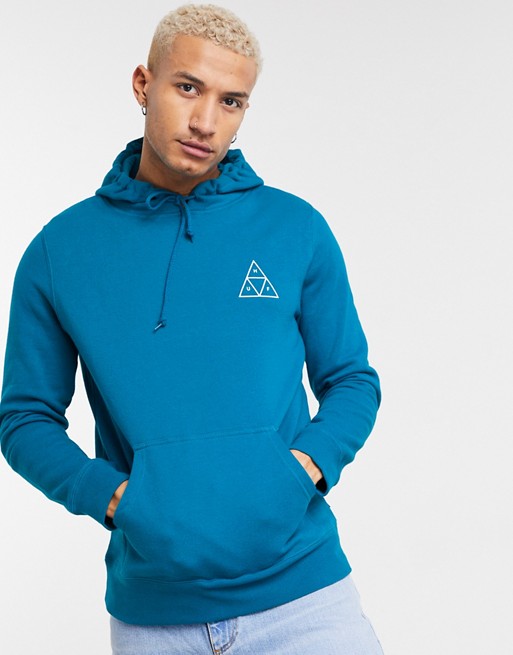 HUF essentials triple triangle hoodie in teal