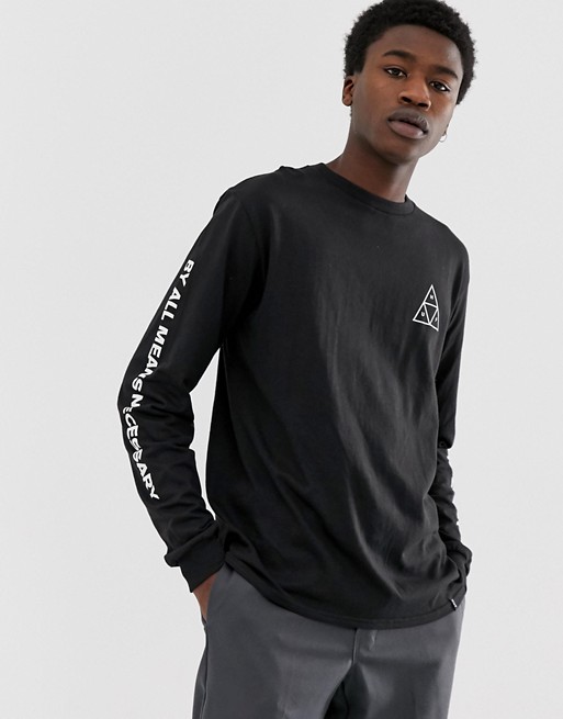 HUF Essentials Triple Triangle long sleeve t-shirt in black