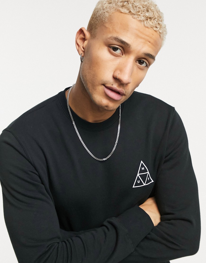 HUF - Essentials - Triple Triangle - Sweatshirt met ronde hals in zwart
